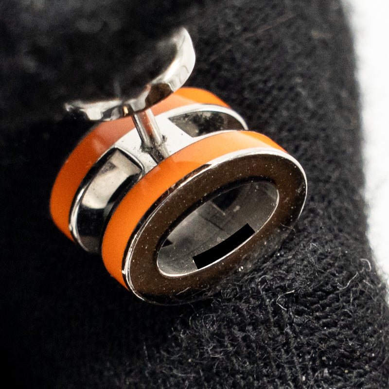 Hermes Mini Pop H earrings orange SHW