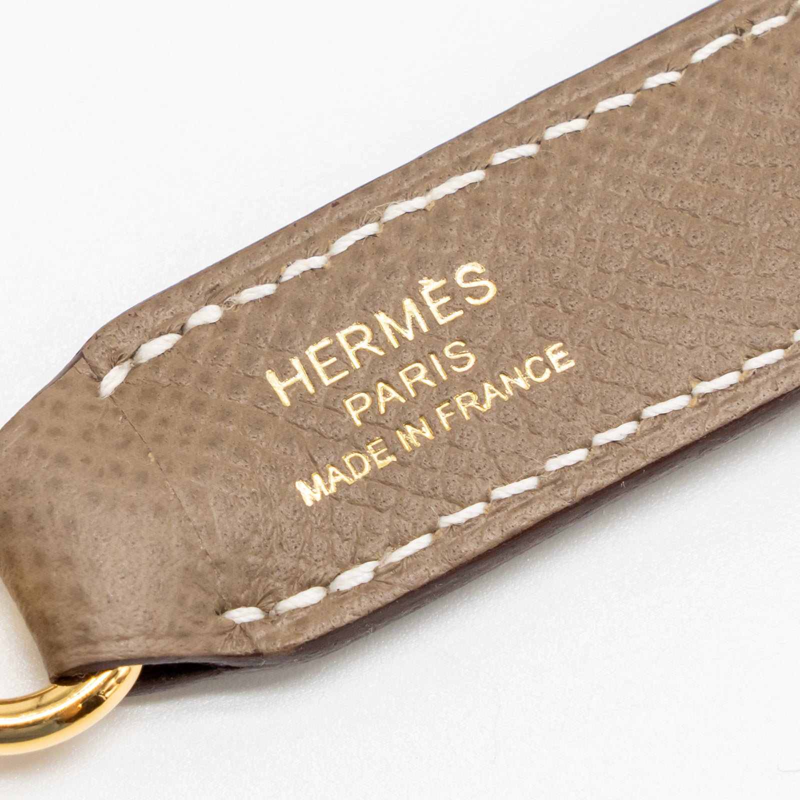 Hermes 2 Pieces Silk Attachment/Key Charm/Strap Extender Epsom Etoupe