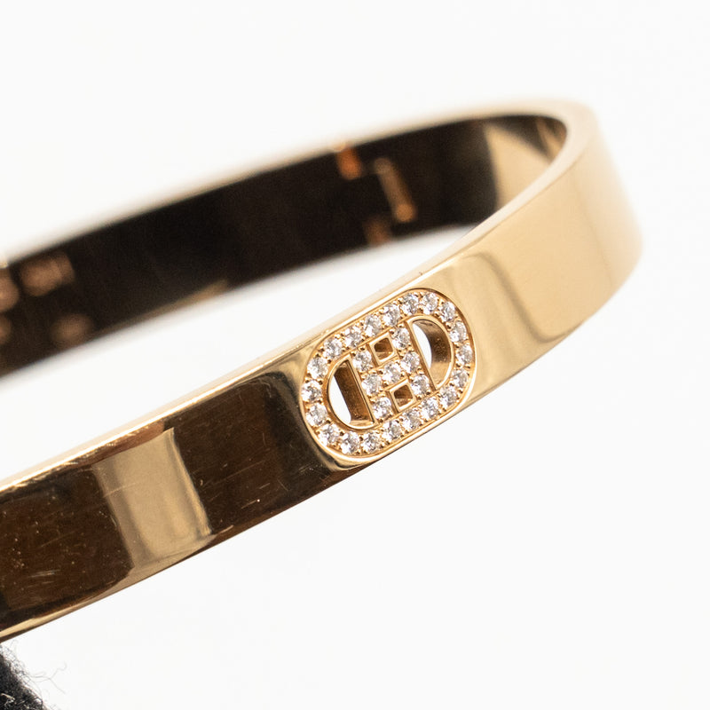 Hermes Size SH H d’Ancre Bracelet, Small Model, Rose Gold/Diamonds