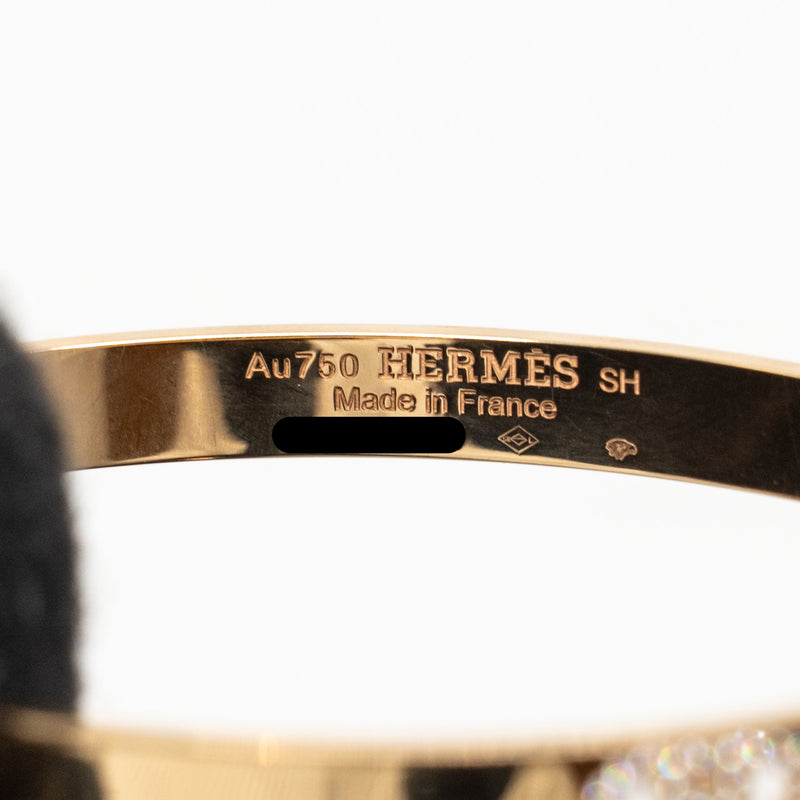 Hermes Size SH H d’Ancre Bracelet, Small Model, Rose Gold/Diamonds