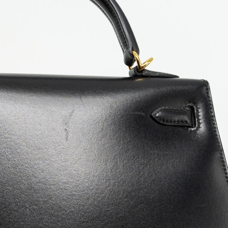 Hermes Kelly 25 Box Black GHW Stamp D