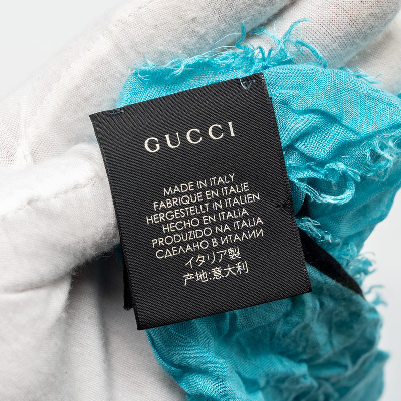 Gucci 140x140 cm  Ghost With GG print Star Modal/Silk Scarf Black /Blue Multicolour