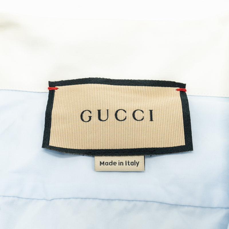 Gucci Size 38 Tuxedo Shirt Cotton Light Blue