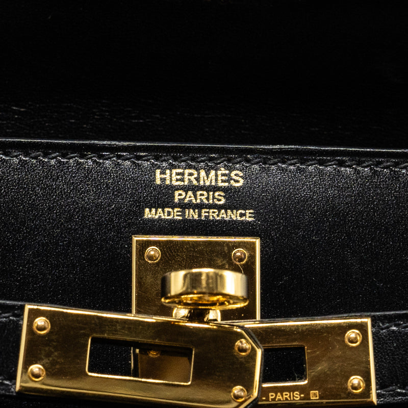 Hermes Kelly 25 Box Black GHW Stamp D