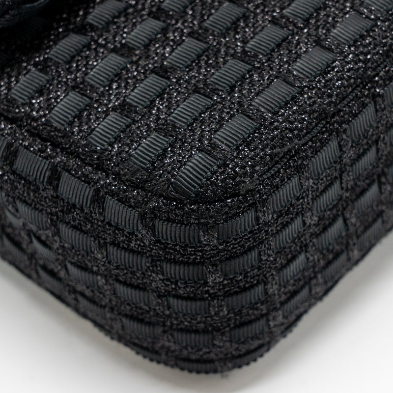 Chanel Medium Classic double flap bag tweed black SHW