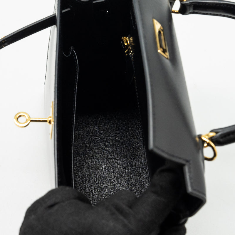 Hermes Kelly 25 Box Black GHW Stamp D