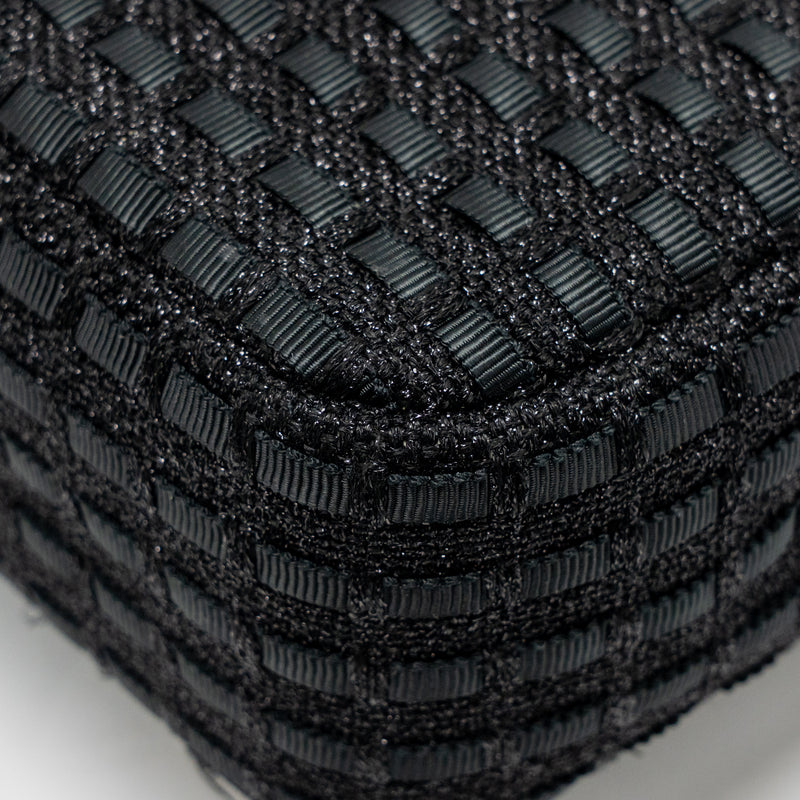 Chanel Medium Classic double flap bag tweed black SHW