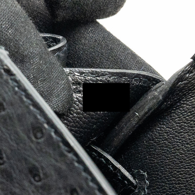 Hermes Birkin 30 Shiny Alligator Mississippiensis Touch / Ostrich Black GHW Stamp Z