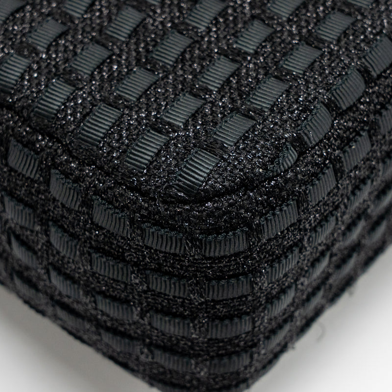 Chanel Medium Classic double flap bag tweed black SHW