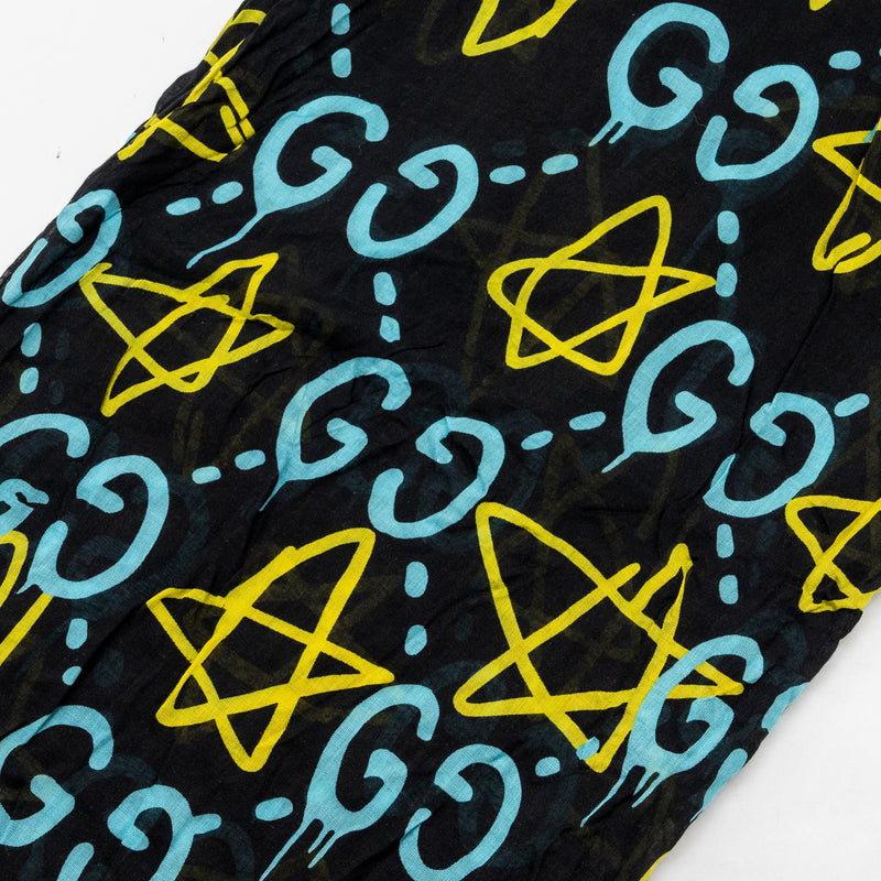 Gucci 140x140 cm  Ghost With GG print Star Modal/Silk Scarf Black /Blue Multicolour