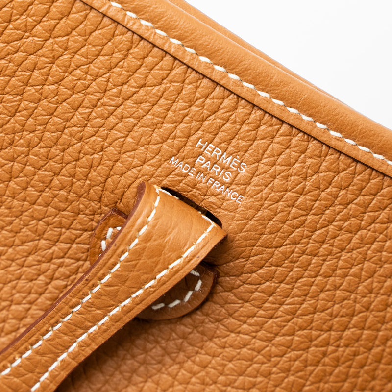 Hermes Mini Evelyne Clemence Gold/Blanc SHW Stamp U