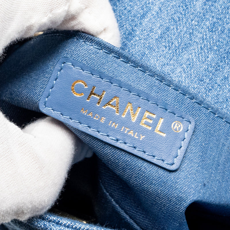 Chanel pearl crush mini square flap bag denim blue GHW (microchip)