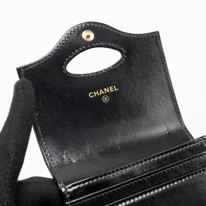 Chanel 31 Flap O-Card Holder Shiny Calfskin Black LGHW (Microchip)