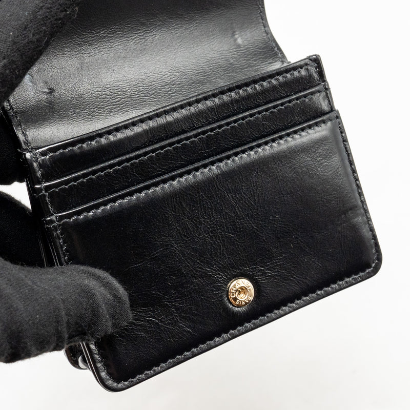 Chanel 31 Flap O-Card Holder Shiny Calfskin Black LGHW (Microchip)