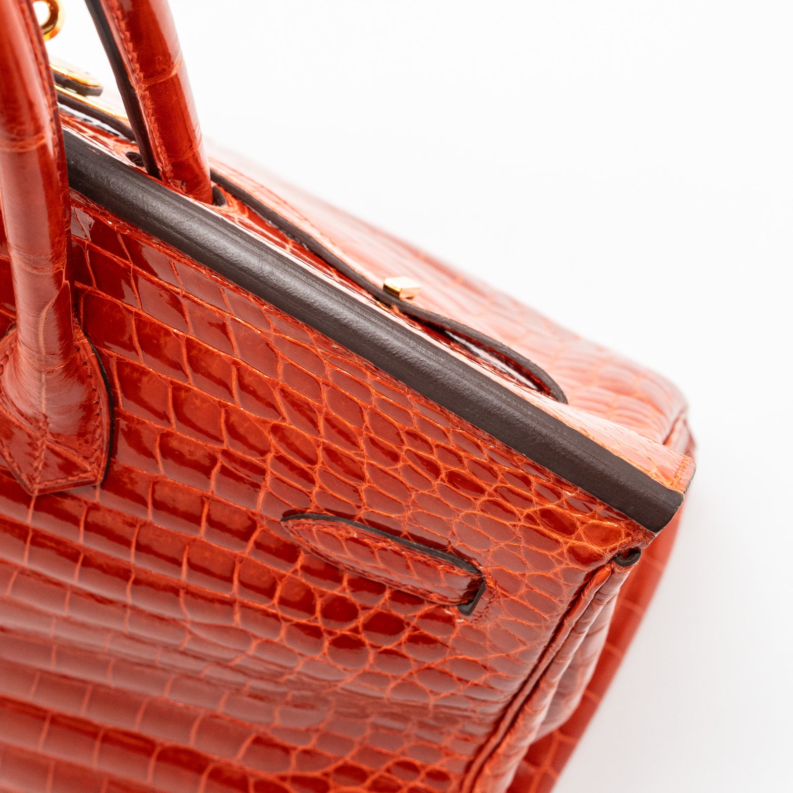 Hermes Birkin 35 Shiny Crocodile Porosus Feu GHW Stamp A