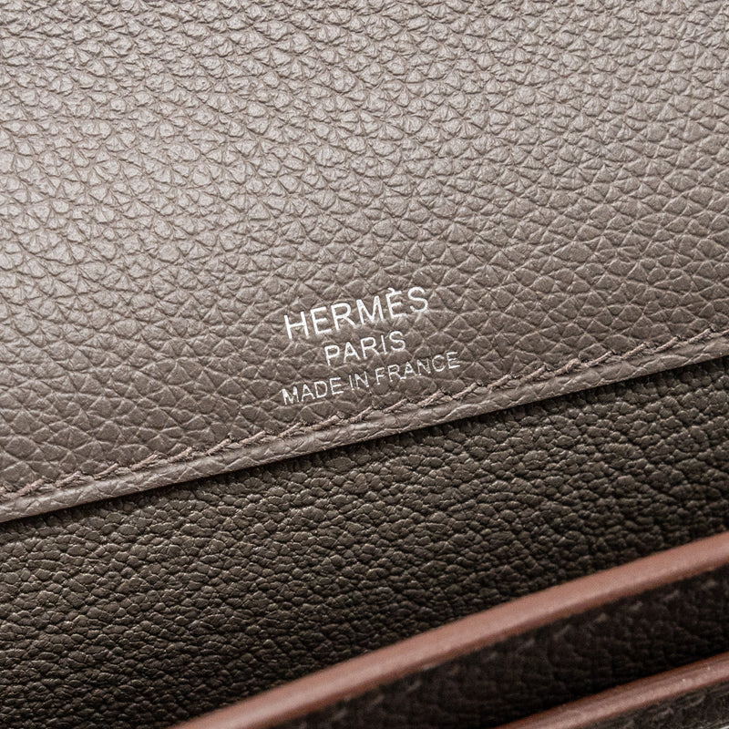 HERMES Pochette Kelly Depeches 25 Evercolor 8F Gris Etain SHW Stamp Z