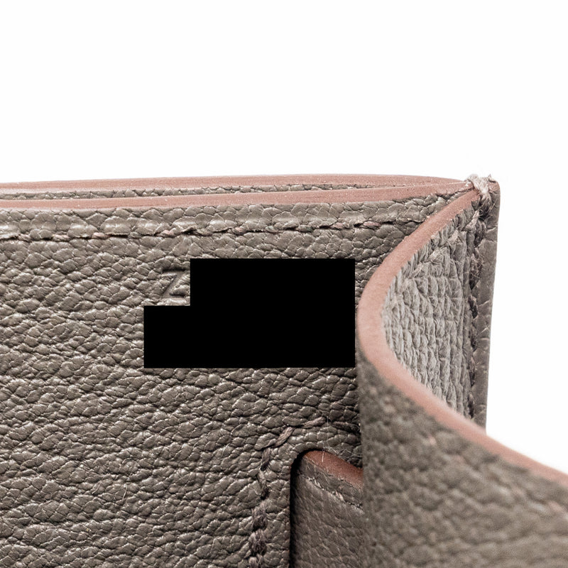 HERMES Pochette Kelly Depeches 25 Evercolor 8F Gris Etain SHW Stamp Z