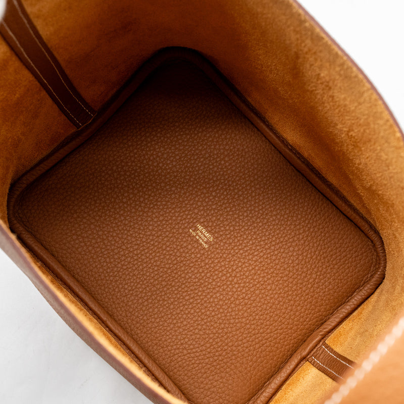 Hermes Picotin 22 lock bag Clemence Gold GHW Stamp W