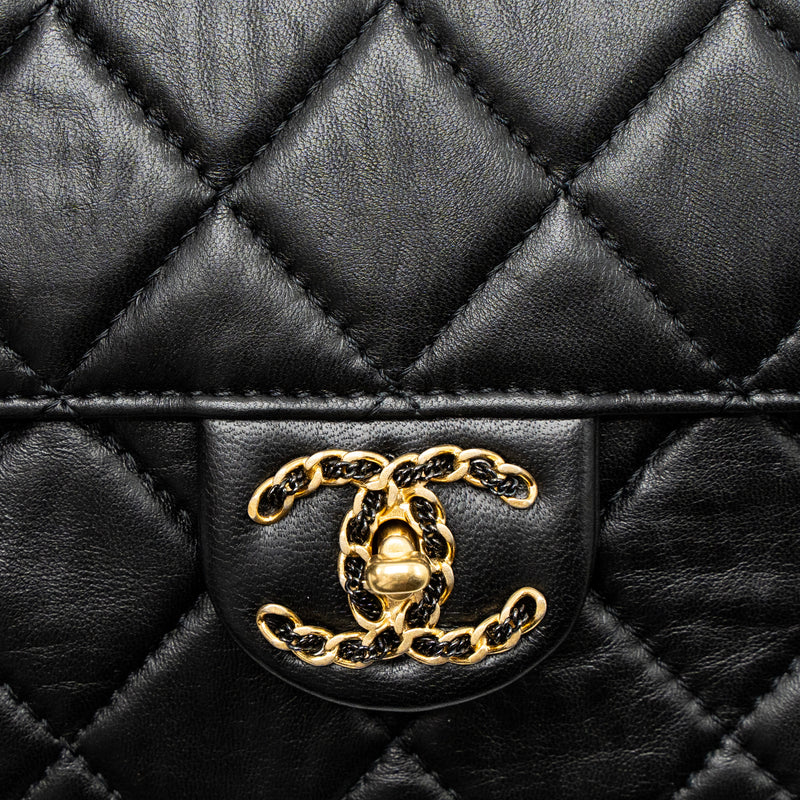 Chanel Quilted Square Flap Bag Goatskin Black Brushed GHW (Microchip)