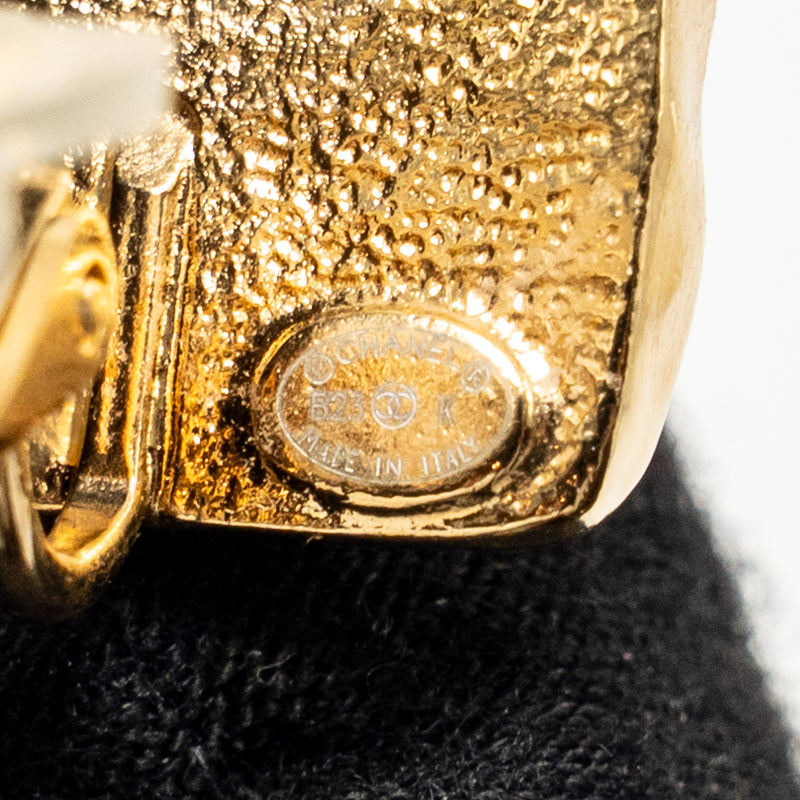 Chanel Square CC Logo Ear Clips Gold Tone