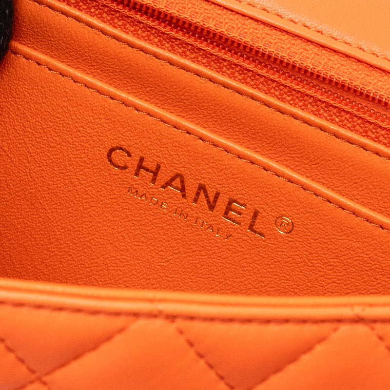 Chanel Mini Rectangular Flap Bag Lambskin Orange SHW