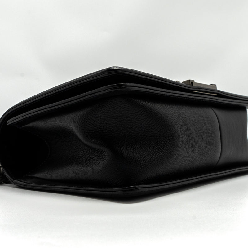 Chanel medium boy bag calfskin black ruthenium hardware
