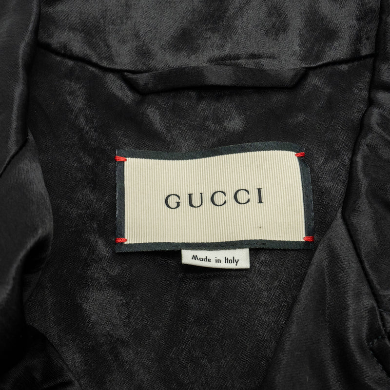 Gucci Size 44 Guccy Farmacia Embroidery Biker Jacket Acetate/Polyamide/Cotton Washed Black