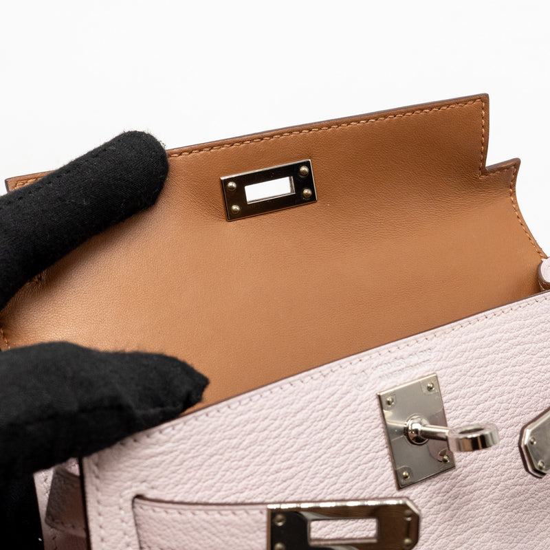 Hermes Mini Kelly II special order chevre mysore leather mauve pale / gold SHW stamp B
