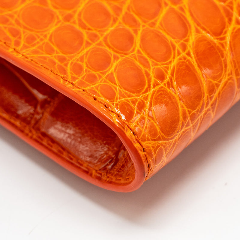 Delvaux Brilliant Pochette Alligator Paprika LGHW