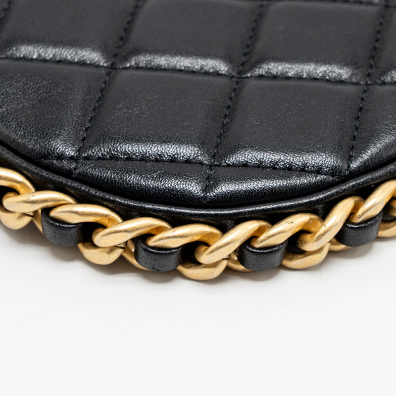 Chanel 23b Round Hobo Shoulder bag Lambskin Black GHW (microchip)