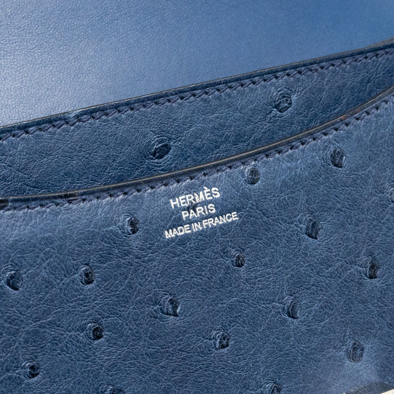 Hermes Mini Constance Ostrich 7L Bleu De Malte SHW Stamp A