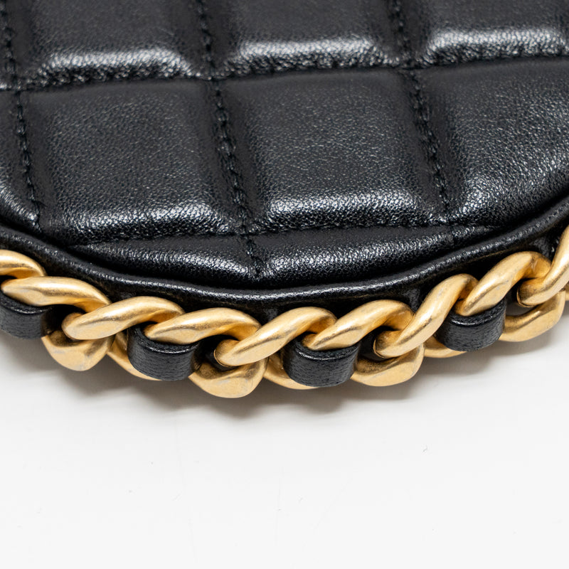 Chanel 23b Round Hobo Shoulder bag Lambskin Black GHW (microchip)