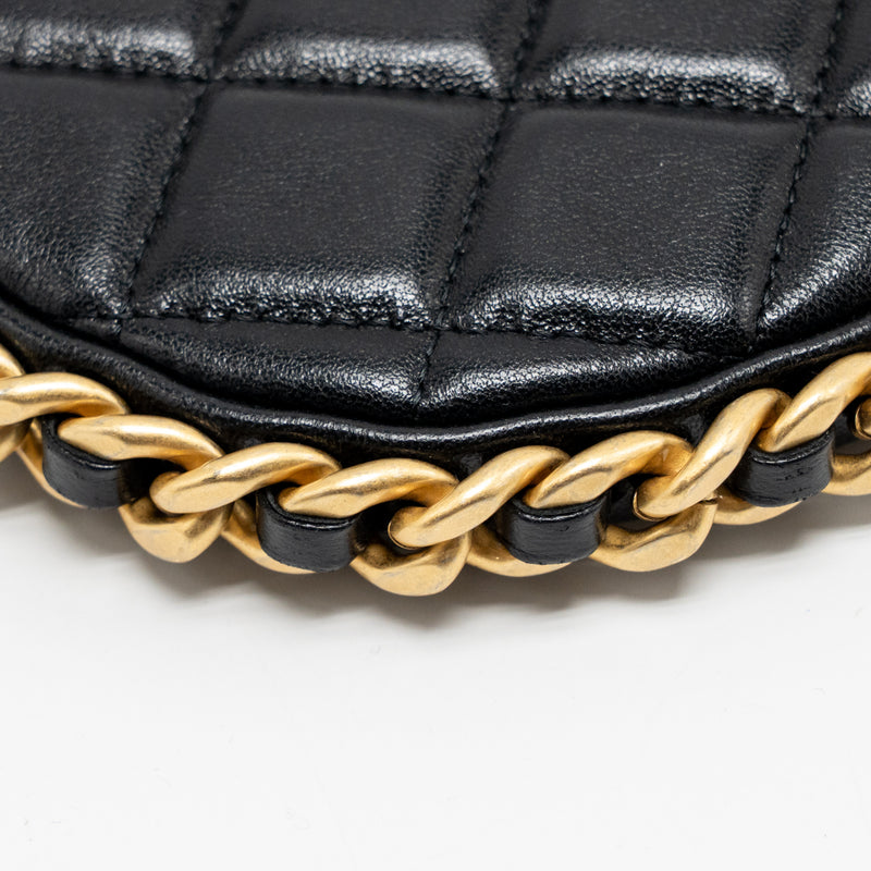 Chanel 23b Round Hobo Shoulder bag Lambskin Black GHW (microchip)