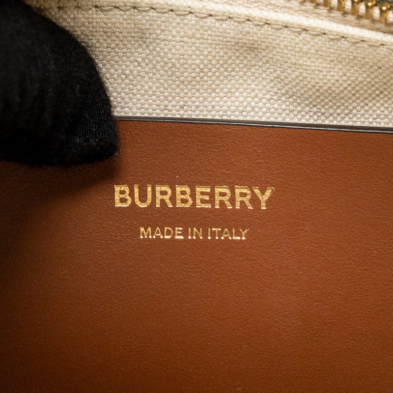 Burberry Medium Freya Tote Canvas/Leather Natural/Tan GHW