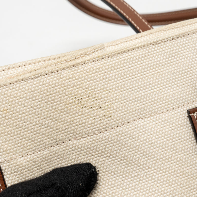 Burberry Medium Freya Tote Canvas/Leather Natural/Tan GHW