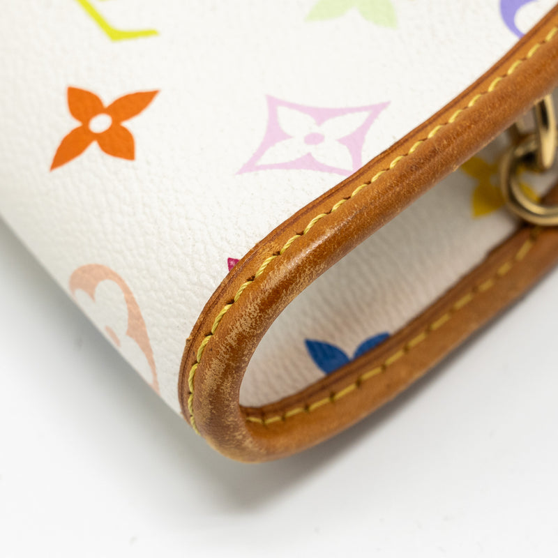 Louis Vuitton Vintage Shirley Clutch Multicolour Monogram Canvas White GHW