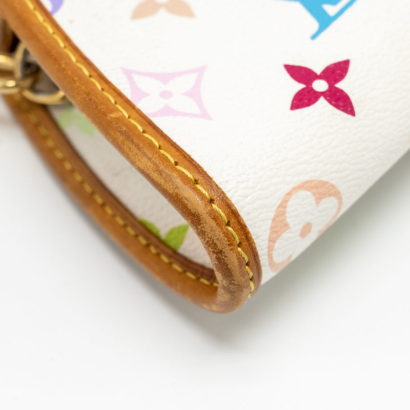 Louis Vuitton Vintage Shirley Clutch Multicolour Monogram Canvas White GHW