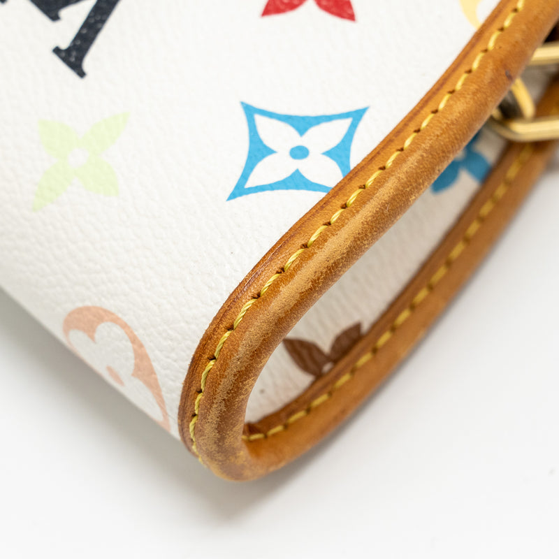 Louis Vuitton Vintage Shirley Clutch Multicolour Monogram Canvas White GHW