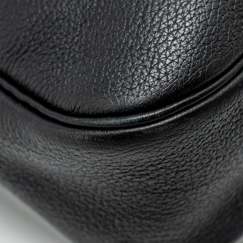 Hermes Vintage Christine bag leather black SHW stamp square B