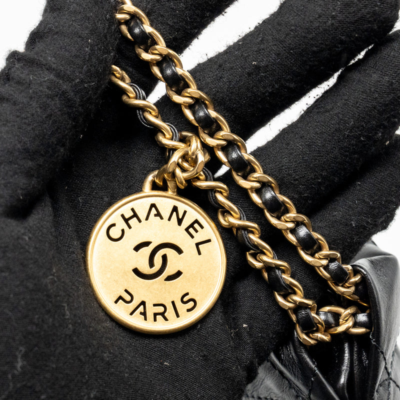 Chanel Mini 22 Bag Shiny Calfskin Black GHW (microchip)