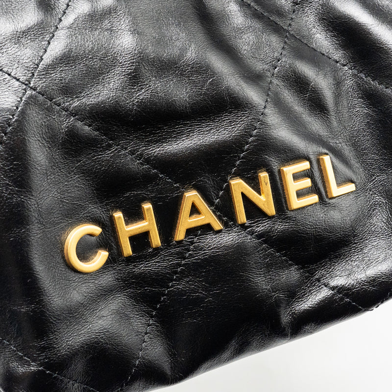 Chanel Mini 22 Bag Shiny Calfskin Black GHW (microchip)