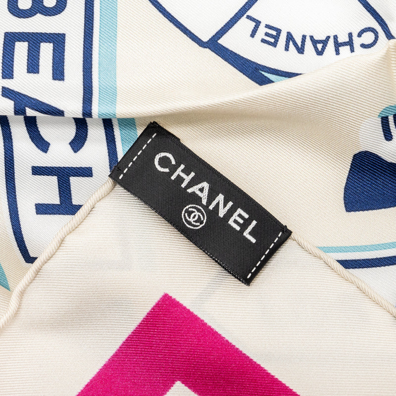 Chanel Holiday Pattern Square Silk Scarf White/Multicolour