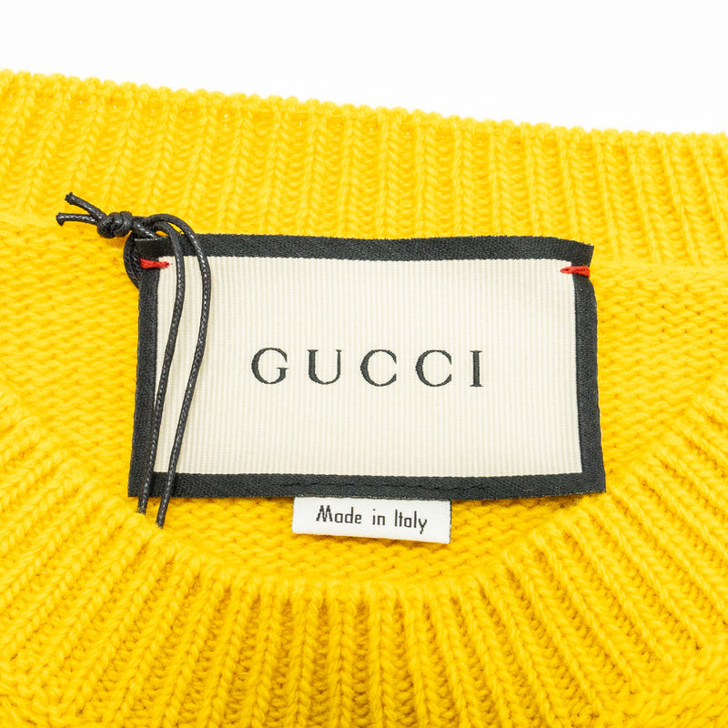 Gucci Size S Blind for Love and Wolf Sweater Wool Yellow/Multicolour