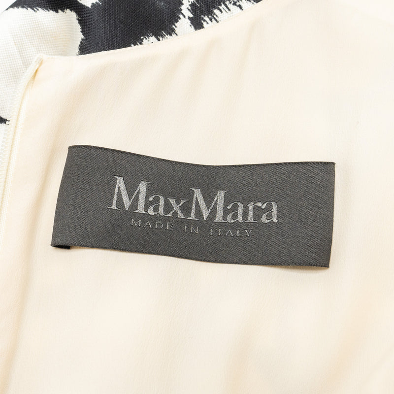 Max Mara Size 36 Embroidered Waist Detailed Sleeveless Sheath Dress Silk White/Black