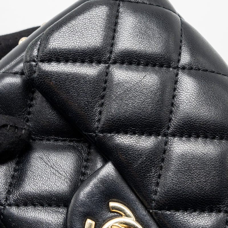 Chanel Pearl Chain Quilted Flap Bag Lambskin Black GHW