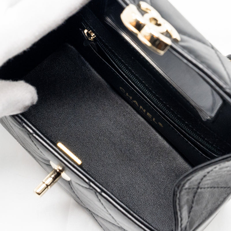 Chanel 23k top handle vanity bag shiny calfskin black GHW (microchip)