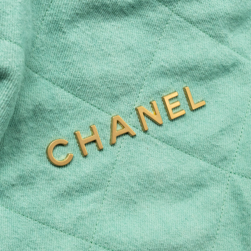 Chanel Small 22 Bag Washed Denim Aqua GHW (Microchip)