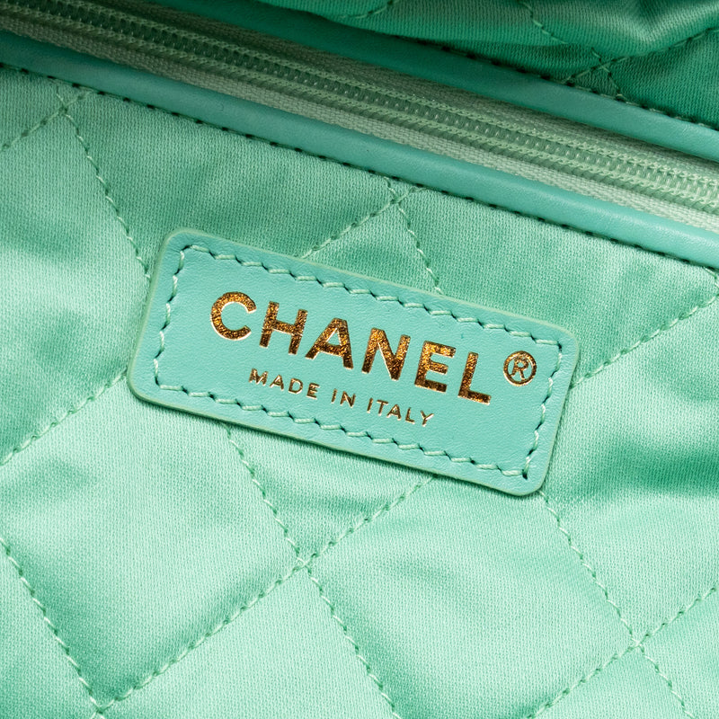 Chanel Small 22 Bag Washed Denim Aqua GHW (Microchip)