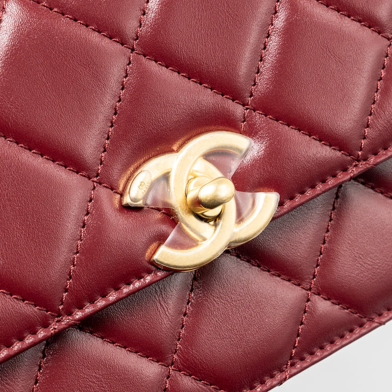 Chanel Gold Crush mini Flap bag Calfskin Red GHW (microchip)