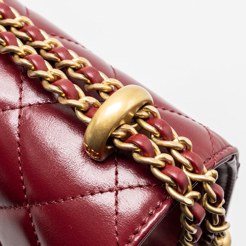 Chanel Gold Crush mini Flap bag Calfskin Red GHW (microchip)